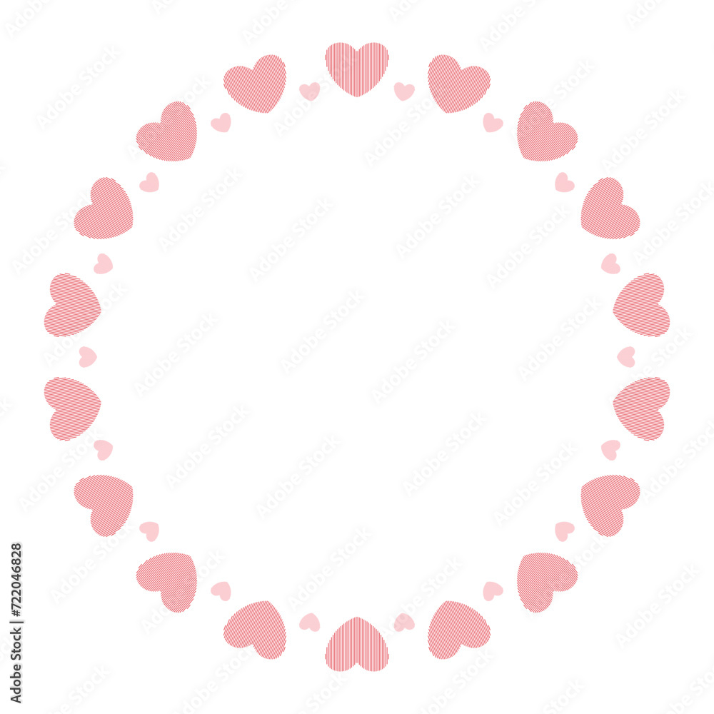 Line hearts circle frame