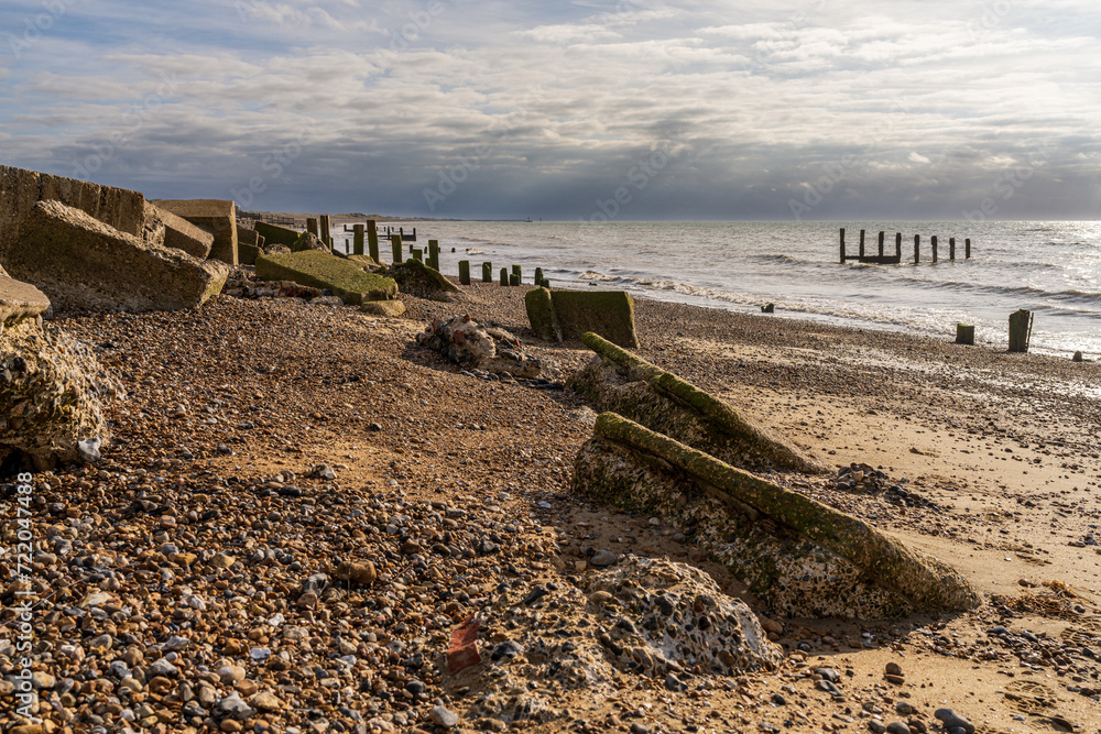 A storm approaching on the beach in Atherington, West Sussex, England, UK A storm approaching on the beach in Atherington, West Sussex, England, UK
