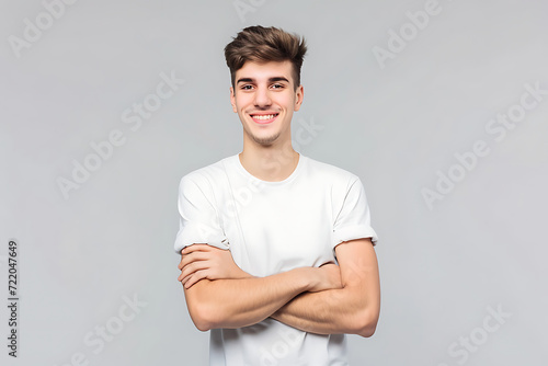 portrait of man arm crossed on isolated background