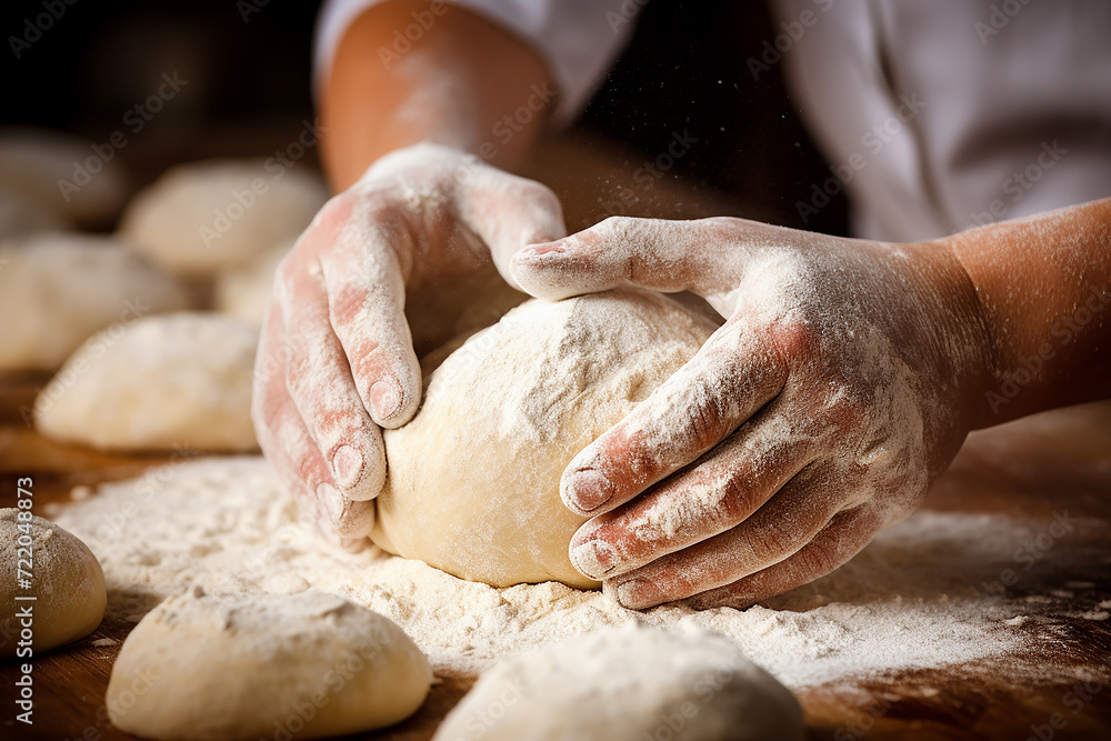 Woman doing dough ,hands and dough close-up
