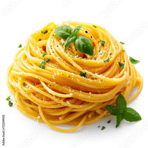 realistic spaghetti pasta with clear white background
