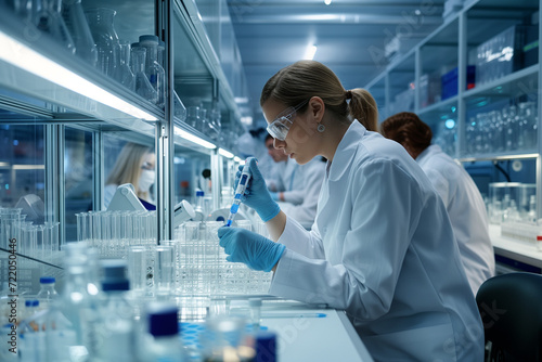 Scientists working in a modern lab 