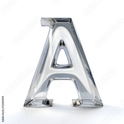 Glass alphabt, font, letters, realistic glass letter A photo