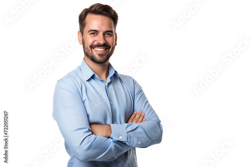 portrait of businessman arm crossed on isolated background