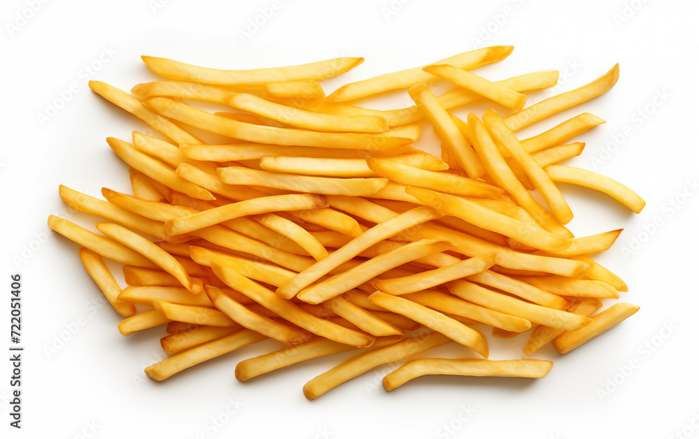 French fries crispy Isolated on white background Generated by AI French fries crispy Isolated on white background Generated by AI