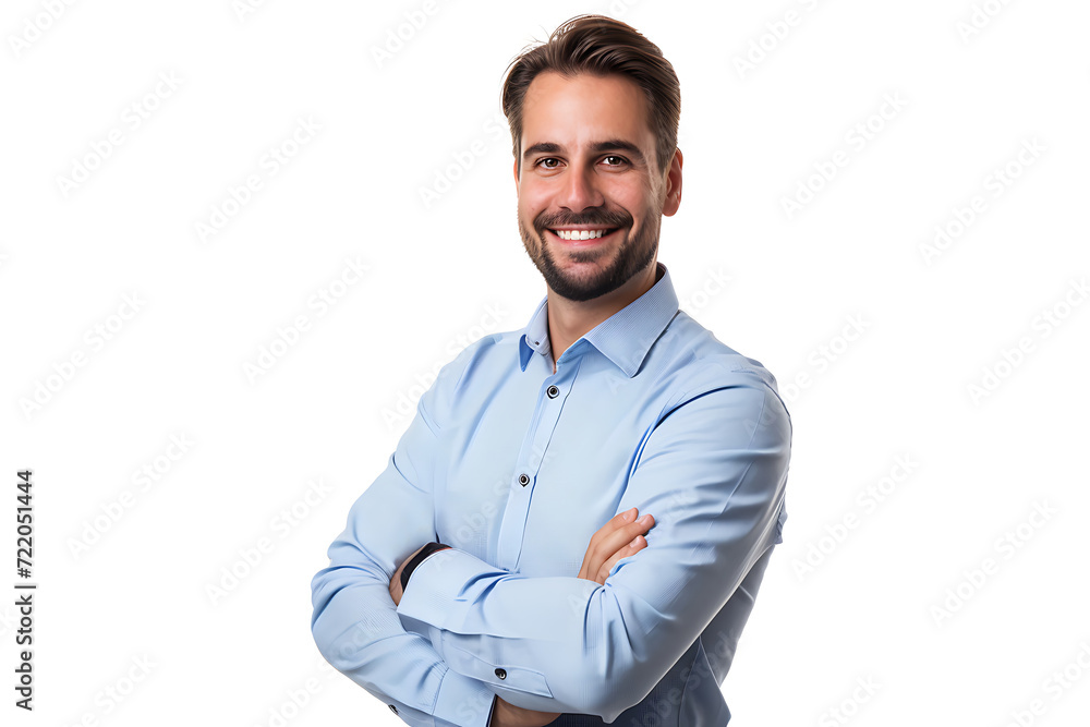 portrait of businessman arm crossed on isolated background