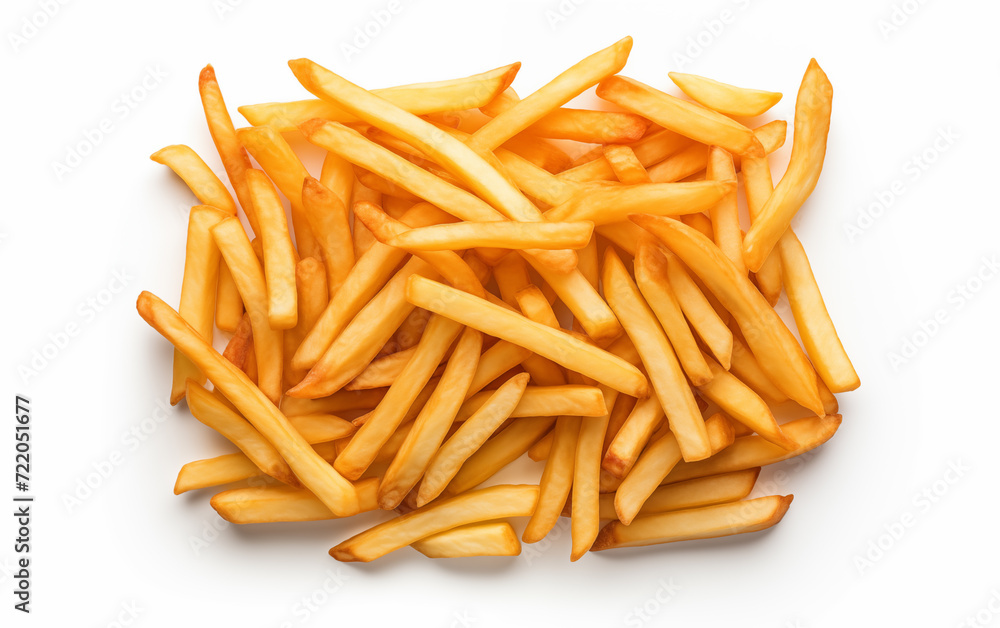 French fries crispy Isolated on white background Generated by AI French fries crispy Isolated on white background Generated by AI