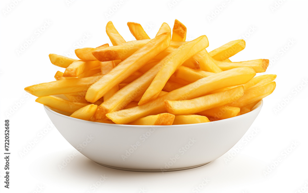 French fries crispy Isolated on white background Generated by AI French fries crispy Isolated on white background Generated by AI