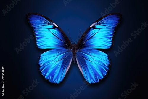 Majestic Blue Butterfly: A Striking Portrait of Delicate Winged Beauty - Generative AI