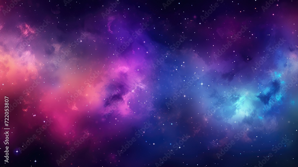 Vivid Cosmic Panorama: An Ethereal Journey Through Starry Space and Nebulae - Generative AI