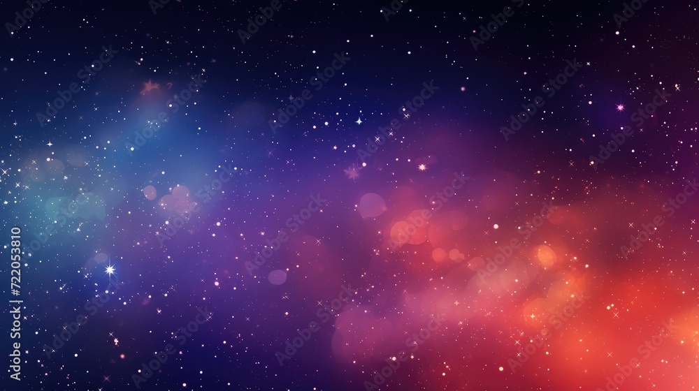 Fototapeta premium Vivid Cosmic Panorama: An Ethereal Journey Through Starry Space and Nebulae - Generative AI