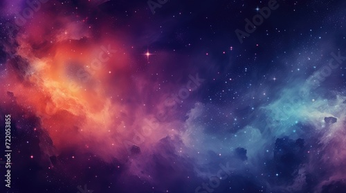 Vivid Cosmic Panorama: An Ethereal Journey Through Starry Space and Nebulae - Generative AI