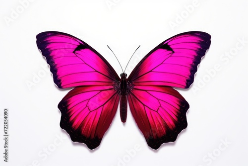 Striking Pink Butterfly: A Symbol of Delicate Beauty Against Purity - Generative AI