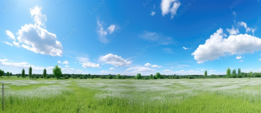 Endless Green Fields: A Serene and Vibrant Landscape Under the Blue Sky - Generative AI Endless Green Fields: A Serene and Vibrant Landscape Under the Blue Sky - Generative AI