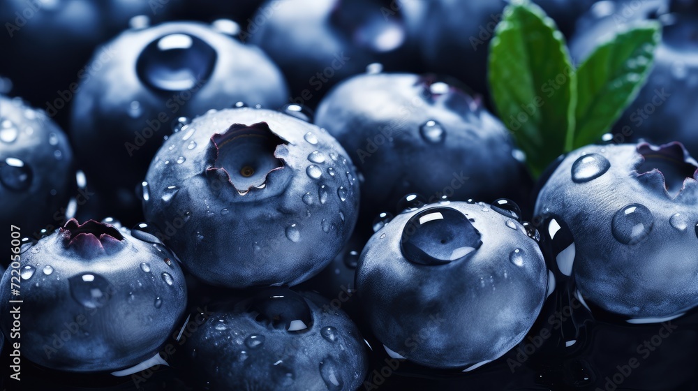 Fresh blueberries fruit background image. Generative AI Fresh blueberries fruit background image. Generative AI
