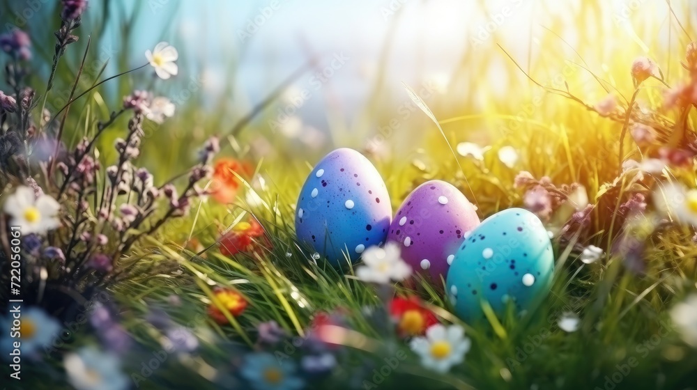 Sunny Meadow Easter Egg Hunt: Colorful Celebration of Spring - Generative AI Sunny Meadow Easter Egg Hunt: Colorful Celebration of Spring - Generative AI