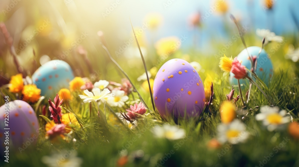 Sunny Meadow Easter Egg Hunt: Colorful Celebration of Spring - Generative AI Sunny Meadow Easter Egg Hunt: Colorful Celebration of Spring - Generative AI
