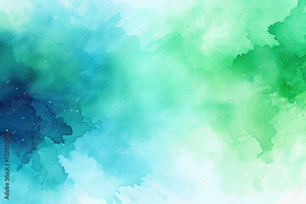 Obraz premium Soothing Watercolor Gradient: A Tranquil Blend of Green and Blue - Generative AI