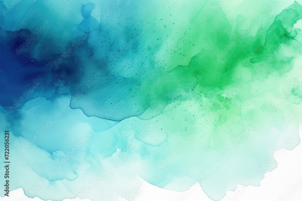 Fototapeta premium Soothing Watercolor Gradient: A Tranquil Blend of Green and Blue - Generative AI
