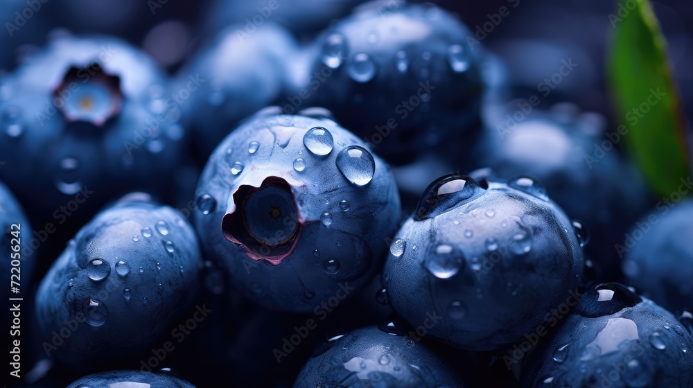 Fresh blueberries fruit background image. Generative AI Fresh blueberries fruit background image. Generative AI