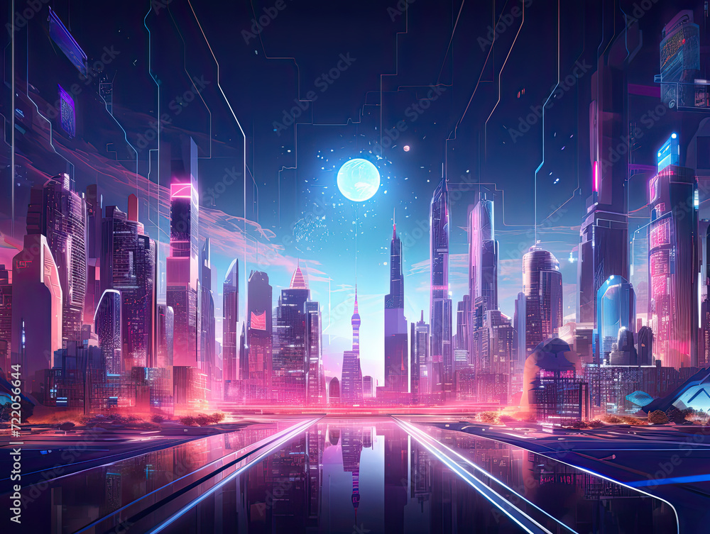 In a digital city, Eid al-Fitr Futuristic thrives virtually, merging tradition and tech for a vibrant, contemporary celebration of joy and unity