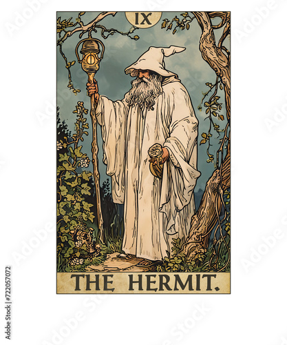 Vintage Tarot Card The Hermit