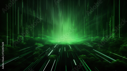 Wallpaper Mural Abstract 3D background of green neon lines sliding down. Modern wallpaper. Torontodigital.ca