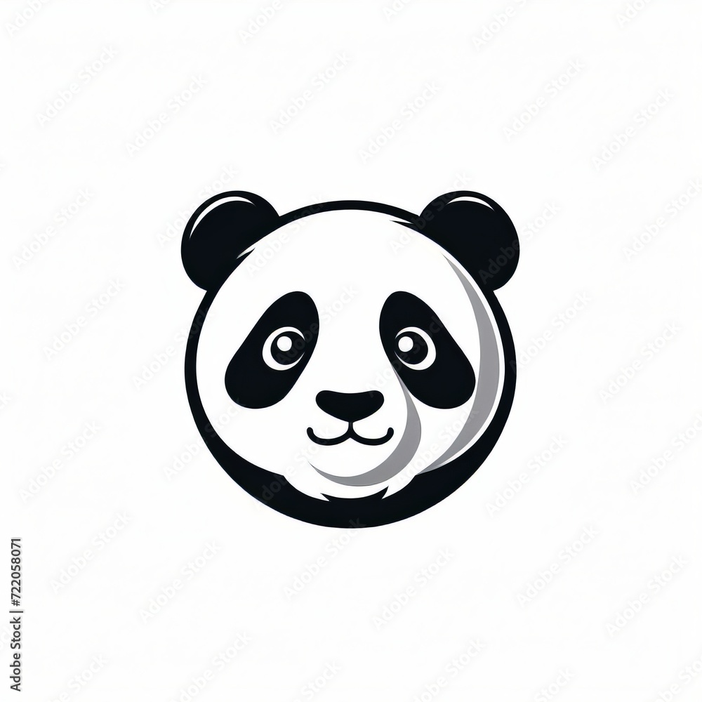 Fototapeta premium Cute Panda Logo Design - Black and White Animal Illustration