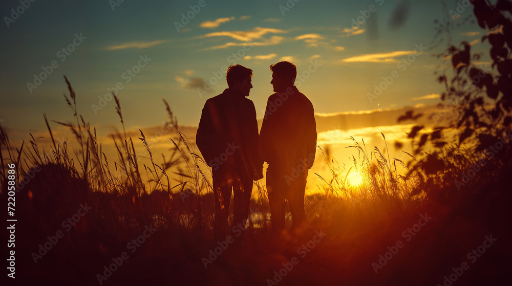 Close-up portrait of happy gay couple