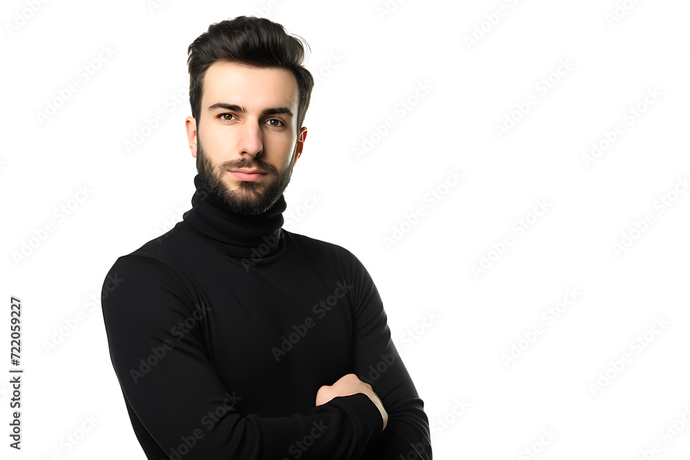 portrait of young man in high-necked arm crossed on isolated background portrait of young man in high-necked arm crossed on isolated background