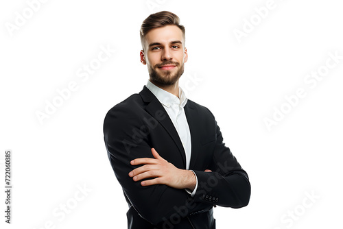 portrait of businessman arm crossed on isolated background