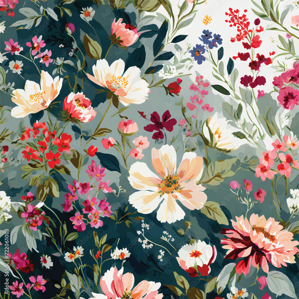 Beautiful and charming abstract allover floral design for textile factory