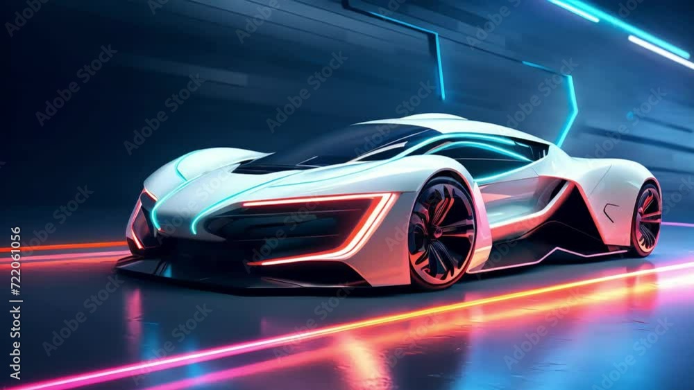 white electric sports car of the future, new technologies in mechanical engineering. Generative AI white electric sports car of the future, new technologies in mechanical engineering. Generative AI