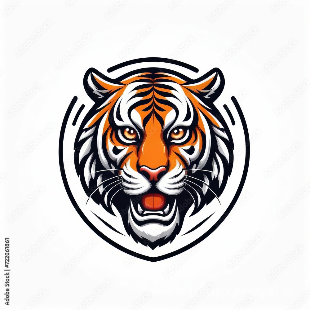 Lion Logo Illustration with Black Lines and Blurred Square