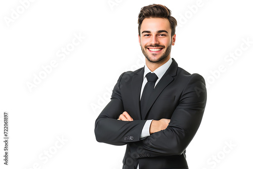 portrait of businessman arm crossed on isolated background