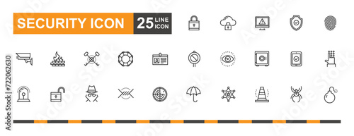 Wallpaper Mural Security icon set. Protection, lock, fingerprint, data and more line icon. Torontodigital.ca