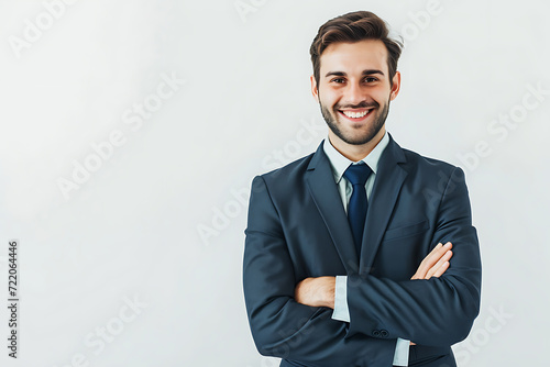 portrait of businessman arm crossed on isolated background