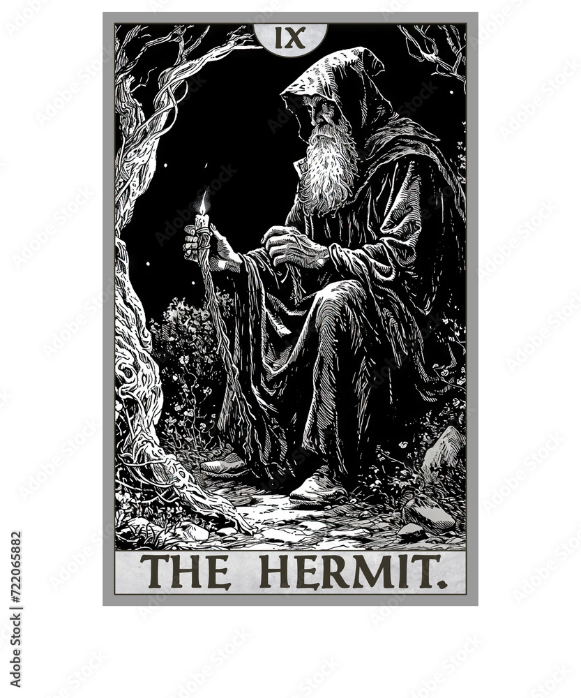 Vintage Tarot Card The Hermit