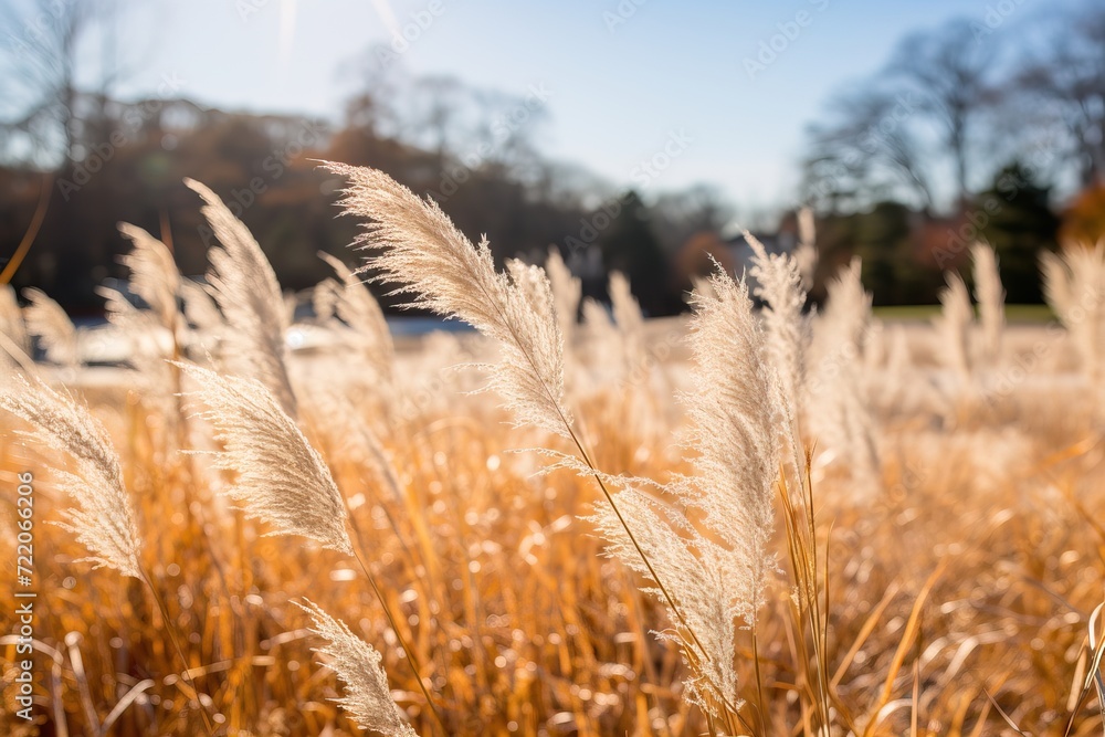 Fototapeta premium Kans grass field in the morning.