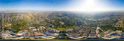 Rome, Italy. World Exhibition Quarter - EUR. Panorama of the city on a summer morning. Sunny weather. Panorama 360. Aerial view photo