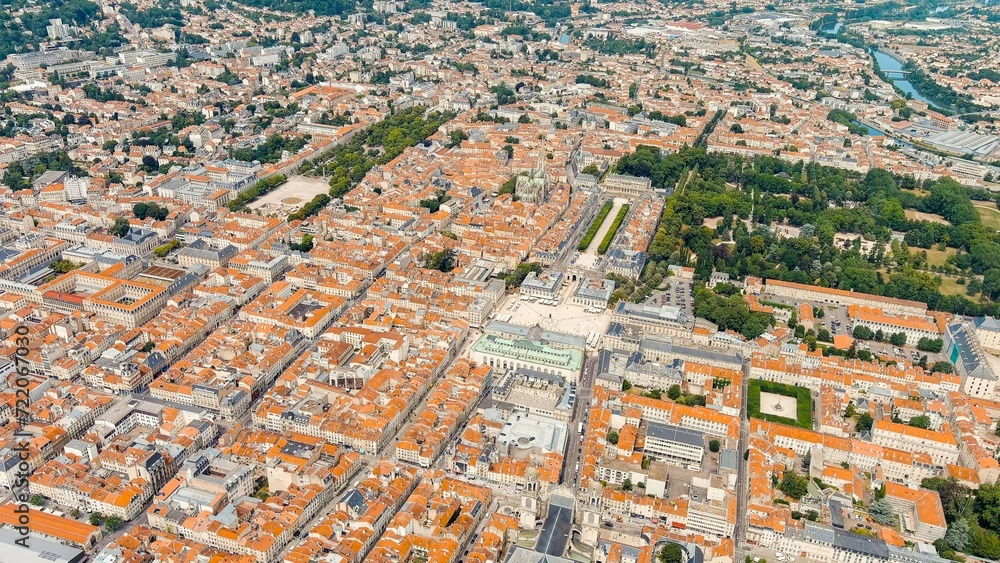 Nancy, France. Stanislav Square. Nancy City Hall. Summer, Sunny day, Aerial View