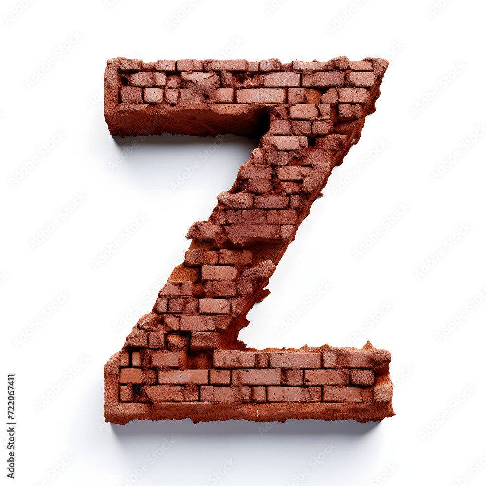 Obraz premium Brick Letter Font, brick letters, font, alphabet letter Z