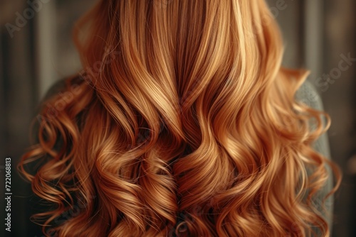 close-up of loose long hair with soft curls, back view photo