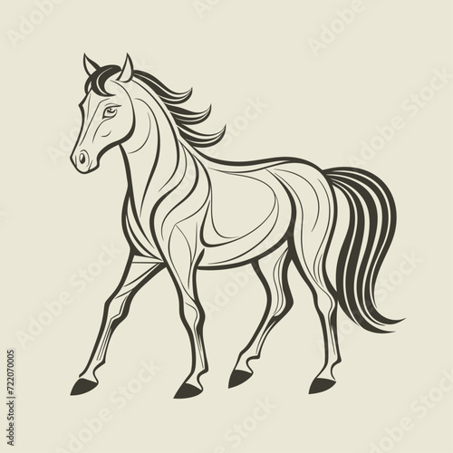 Vector hand drawn horse silhouette