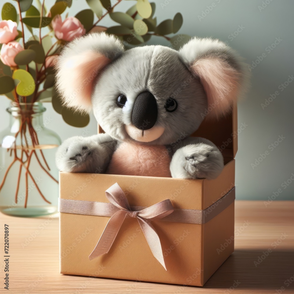 koala soft toy in a gift box,  koala bear gift for valentine, anniversary, birthday, and party