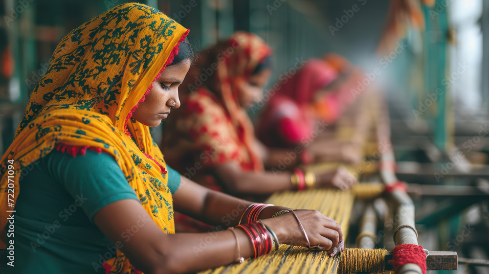 Φωτογραφία Colorful Cultural Tradition: Beautiful Indian Women in Traditional Dresses at a