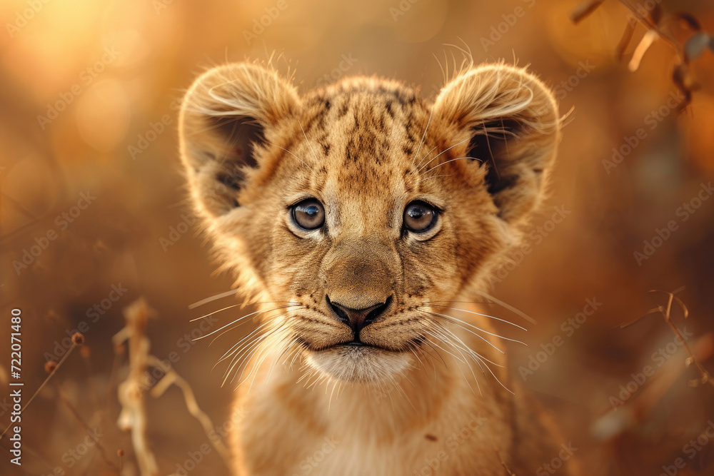 The endearing features of lion cub