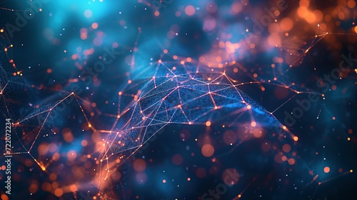 Network science and technology background, technology and communication, connected lines and dots big data molecular Holographic concept background