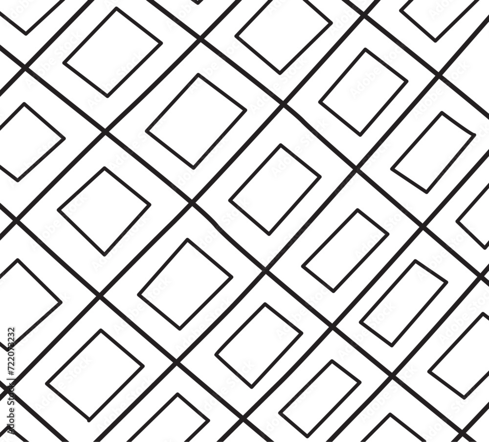 Black And White Hand Drawn Rectangle Line Pattern Background