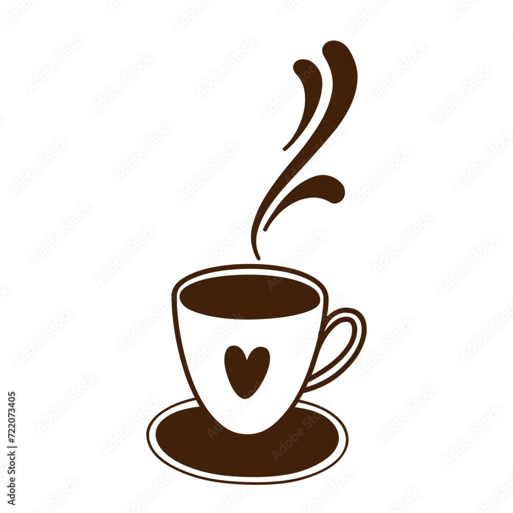 Steaming Coffee Cup With A Heart Icon Vector Illustration Steaming Coffee Cup With A Heart Icon Vector Illustration